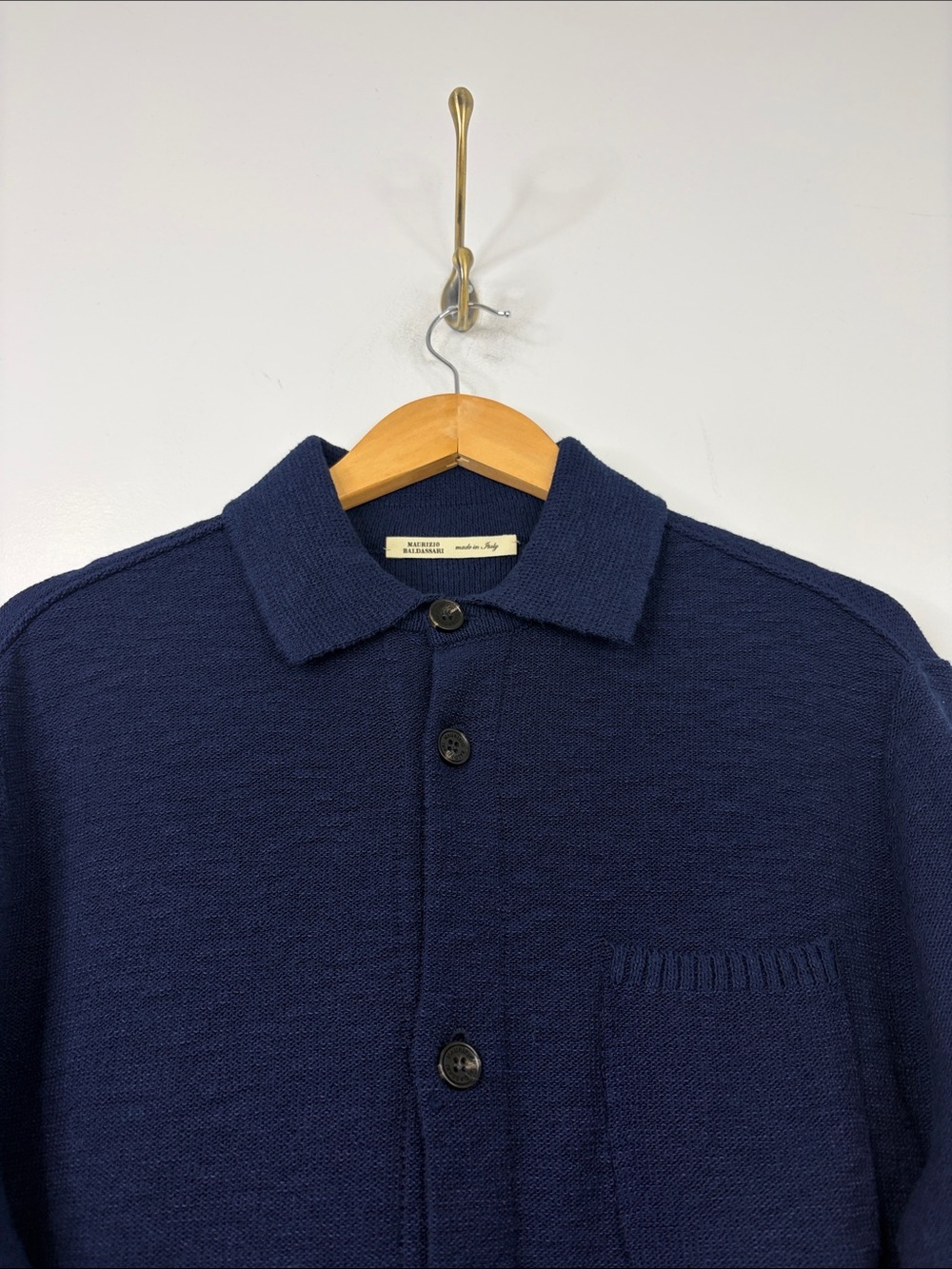 Maurizio Baldassari Sweater Mens 52 US Large Navy Blue Cotton Knit Cardigan Polo - Picture 3 of 14